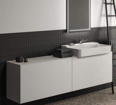 IDEAL STANDARD Conca комплект мебели с подсветкой 200x37x55 см: керамическая раковина, подстолье с 2 ящиками, цвет: белый матовый, столешница из литьевого белого мрамора